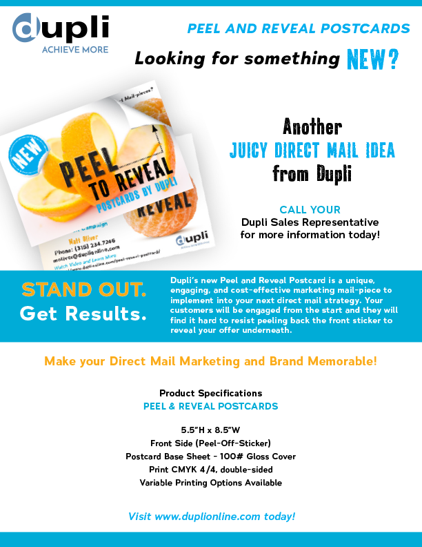 Dupli Peel & Reveal Postcard Flyer