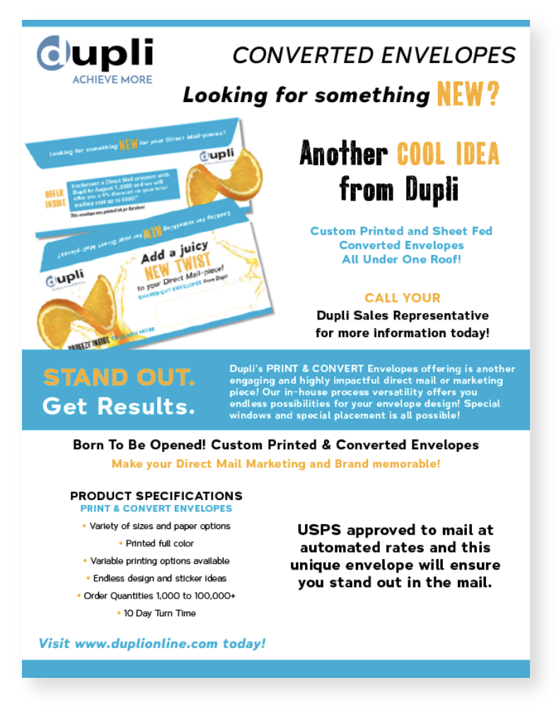 Print and Convert Envelopes Sale Sheets